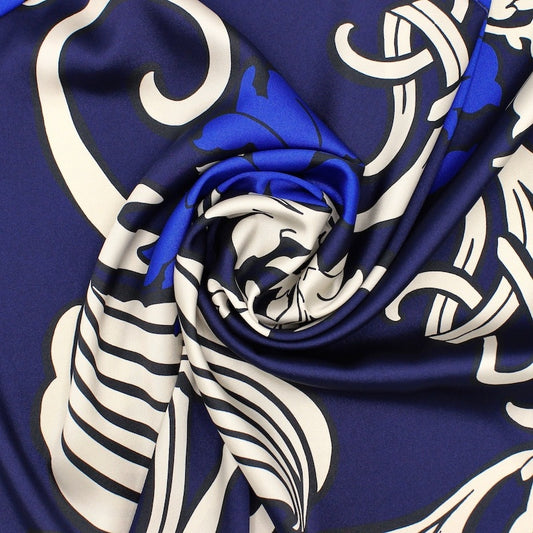 lange blauw beige kimono polyester twill