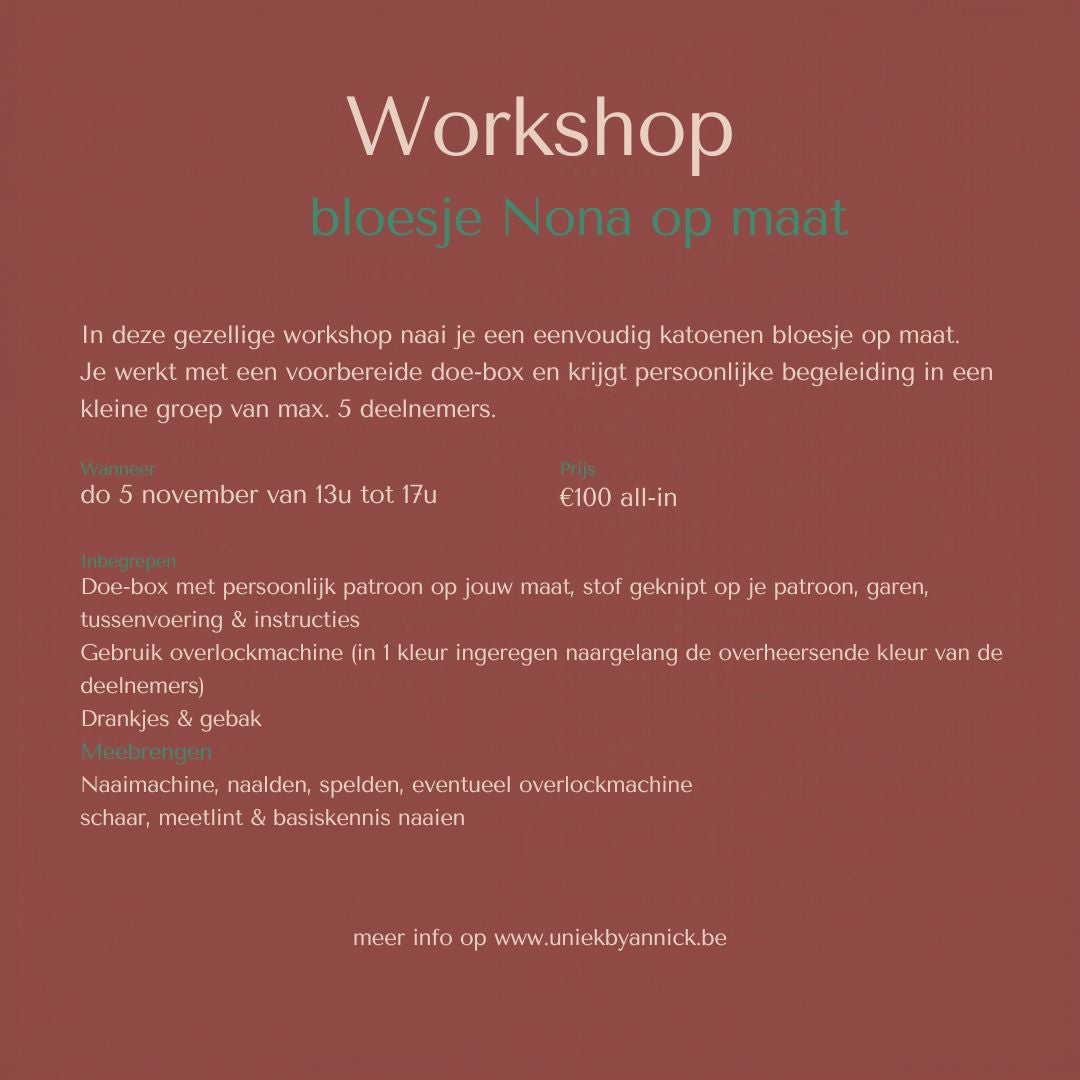 workshop bloesje Nona :do 5 november 13-17u