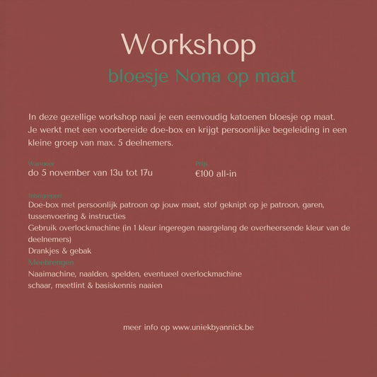 workshop bloesje Nona :do 5 november 13-17u